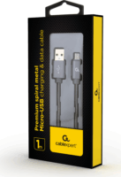 Gembird Premium USB apa - MicroUSB apa Adat- és töltőkábel 1m - Metál szürke