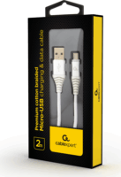 Gembird Premium USB apa - MicroUSB apa Adat- és töltőkábel 2m - Ezüst/Fehér