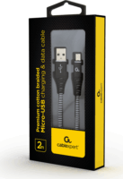 Gembird Premium USB apa - MicroUSB apa Adat- és töltőkábel 2m - Fekete/Fehér