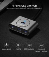 Ugreen 20290 USB 3.0 HUB (4 port) Fekete