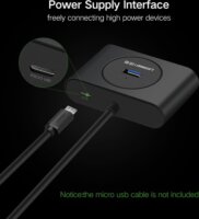 Ugreen 20290 USB 3.0 HUB (4 port) Fekete