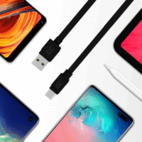 GCmatte USB apa - USB-C apa Lapos adat- és töltőkábel 25cm - Fekete