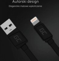 GCmatte USB apa - Lightning apa Lapos iPhone töltőkábel 25cm - Fekete