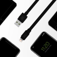 GCmatte USB apa - Lightning apa Lapos iPhone töltőkábel 25cm - Fekete
