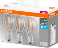 Osram Base E27 60 7W LED körte izzó - Hideg fehér (3 db)