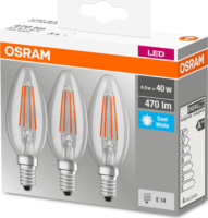 Osram Base E14 40 4W LED gyertya izzó - Hideg fehér (3 db)
