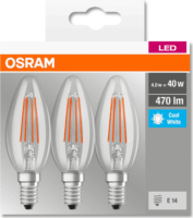 Osram Base E14 40 4W LED gyertya izzó - Hideg fehér (3 db)
