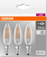 Osram Base E14 40 4W LED gyertya izzó - Hideg fehér (3 db)
