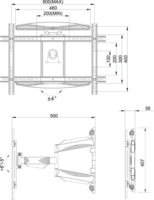 Multibrackets VESA Flexarm XL Full Motion Dual Slim 40"-85" LCD TV/Monitor fali tartó Fekete
