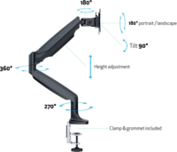 Multibrackets Spring Single 15"-27" LCD TV/Monitor asztali tartó kar - Fekete
