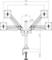 HAGOR M VESA 15"-32" LCD Duál TV/Monitor asztali tartó kar - Szürke (2 kijelző)