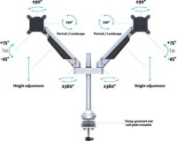 HAGOR M VESA 15"-32" LCD Duál TV/Monitor asztali tartó kar - Szürke (2 kijelző)