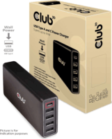 Club3D Hálózati 4xUSB-A + USB-C töltő 111W Fekete