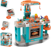 Játékkonyha fénnyel és hanggal - 39 darab kiegészítővel, kék-narancssárga