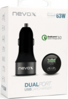 Nevox CC-1679 Autós USB Type-A + Type-C töltő 63W Fekete