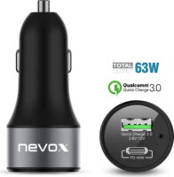 Nevox CC-1679 Autós USB Type-A + Type-C töltő 63W Fekete