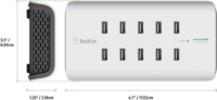 Belkin Rock-Star Hálózati 10xUSB töltőállomás 120W Fehér