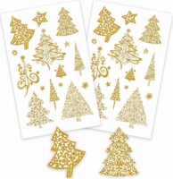 Avery: Csillogó karácsonyfa matrica - Arany