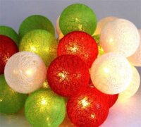 Iris USB-s LED Gömb Fényfüzér 5m - Piros/Fehér/Zöld