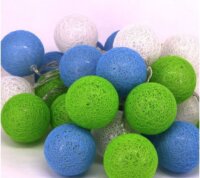 Iris USB-s LED Gömb Fényfüzér 5m - Zöld/Kék/Fehér