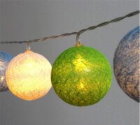 Iris USB-s LED Gömb Fényfüzér 5m - Zöld/Kék/Fehér