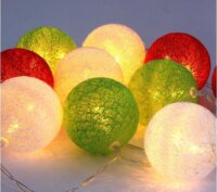 Iris USB-s LED Gömb Fényfüzér 2m - Piros/Fehér/Zöld