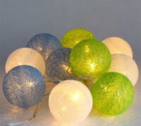 Iris USB-s LED Gömb Fényfüzér 2m - Zöld/Kék/Fehér