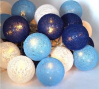 Iris USB-s LED Gömb Fényfüzér 5m - Sötétkék/Világoskék/Fehér