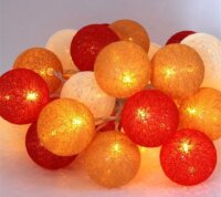 Iris USB-s LED Gömb Fényfüzér 5m - Piros/Narancs/Meleg Fehér