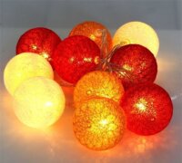 Iris USB-s LED Gömb Fényfüzér 1,5m - Piros/Narancs/Meleg Fehér