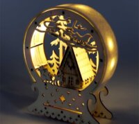 Iris 15x18x4,5cm LED félkör keretes Karácsonyi Ház