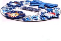 Iris 3D karácsonyi koszorú mintás dekoráció 39x39cm