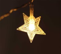 Iris Fix fényű Elemes LED Csillag Fényfüzér 6m - Meleg Fehér