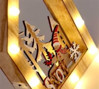 Iris Hóember-rénszarvas mintás LED Karácsonyi Ház