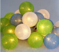 Iris USB-s LED Gömb Fényfüzér 3m - Zöld/Kék/Fehér