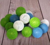 Iris USB-s LED Gömb Fényfüzér 3m - Zöld/Kék/Fehér