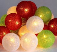 Iris USB-s LED Gömb Fényfüzér 3m - Piros/Fehér/Zöld