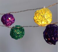 Iris Elemes rattan LED Gömb Fényfüzér 4m - Több Színű