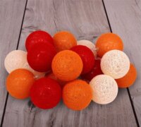 Iris USB-s LED Gömb Fényfüzér 3m - Piros/Narancs/Meleg Fehér