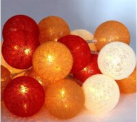 Iris USB-s LED Gömb Fényfüzér 3m - Piros/Narancs/Meleg Fehér