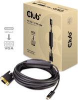 Club3D USB-C apa - VGA apa Aktív összekötő kábel 5m - Fekete