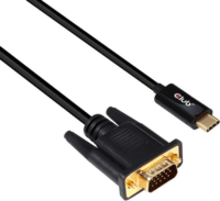 Club3D USB-C apa - VGA apa Aktív összekötő kábel 5m - Fekete