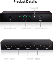Club3D SenseVision HDMI 2.0 4 portos UHD Switchbox távirányítóval