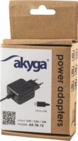Akyga Hálózati MicroUSB-B töltő 15W mobiltelefonokhoz/táblagépekhez Fekete