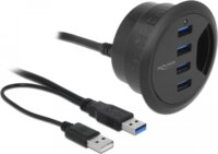 Delock 62868 Asztalba építhető USB 3.0 HUB (4 port) Fekete