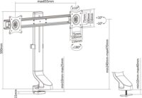 Maclean MC-854 17 "-27" LCD TV/Monitor dupla asztali tartó kar - Fekete (2 kijelző)