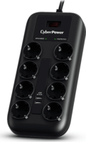 Cyberpower 220V hálózati elosztó 8 aljzatos túlfeszültség védő 1.8m - Fekete