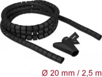 DeLOCK 18836 Spirális kábelburkolat behúzó eszközzel 2.5 m x 20 mm Fekete