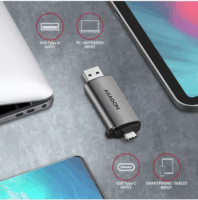 Axagon CRE-SAC Mobile USB 3.2 Gen 1 külső kártyaolvasó USB-C és USB-A csatlakozóval