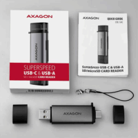 Axagon CRE-SAC Mobile USB 3.2 Gen 1 külső kártyaolvasó USB-C és USB-A csatlakozóval